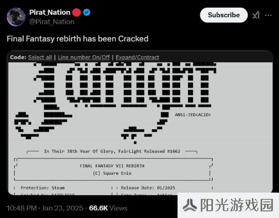 没有D加密！《FF7重生》PC版发售不到1小时就被破解