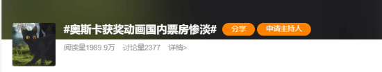 奥斯卡最佳动画长片国内遇冷 上映四天票房仅600万