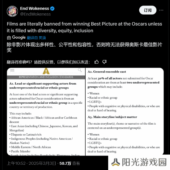 不搞LGBT+不给奖？曝奥斯卡评选明确要求
